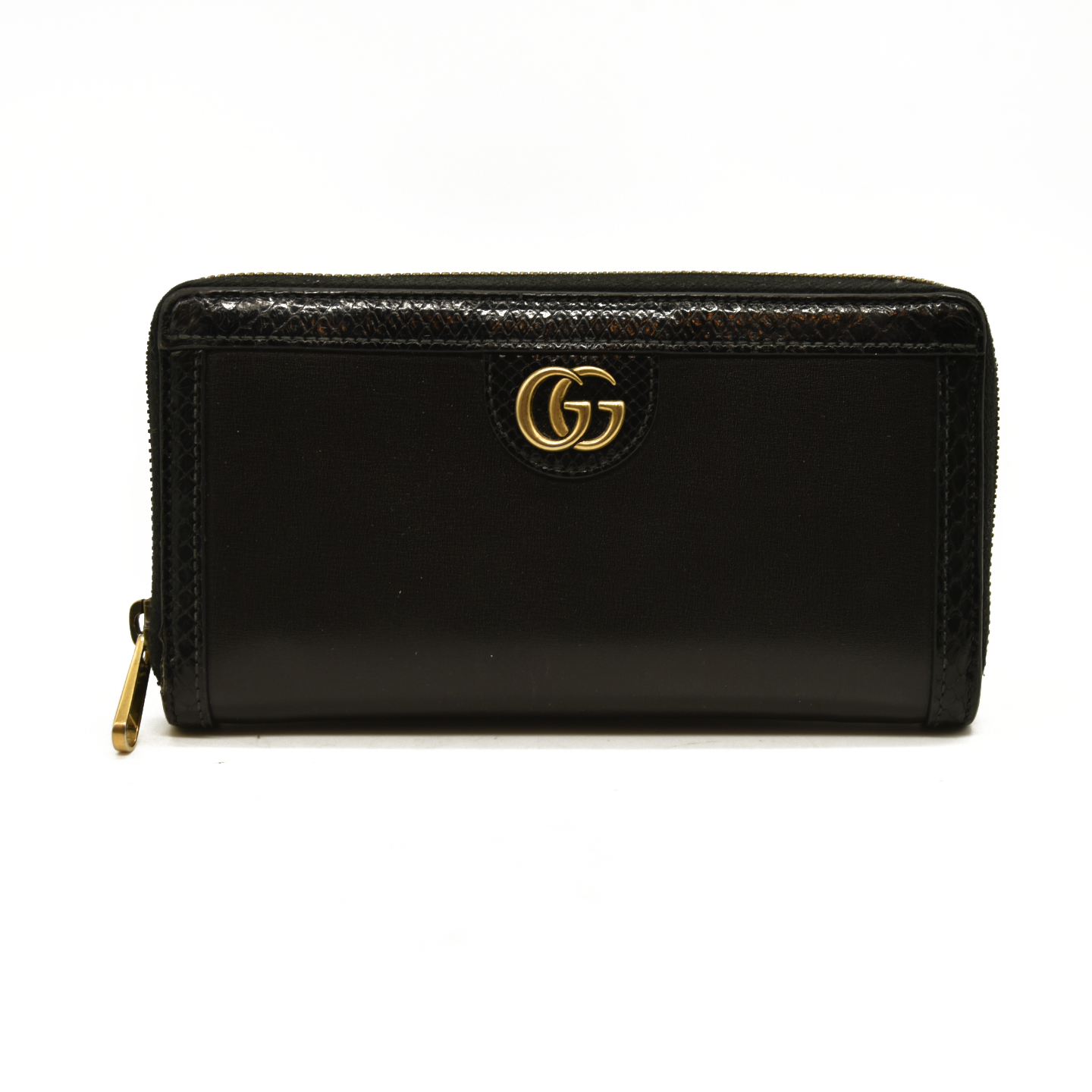 $550 Gucci Dollar Calfskin GG Marmont Zip Around Wallet Black