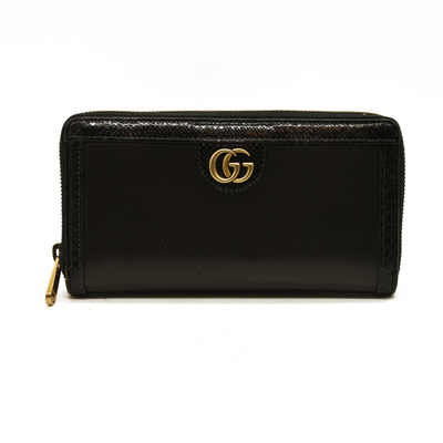 $550 Gucci Dollar Calfskin GG Marmont Zip Around Wallet Black