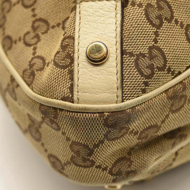 USED GUCCI Monogram Medium Abbey D Ring Hobo Off White