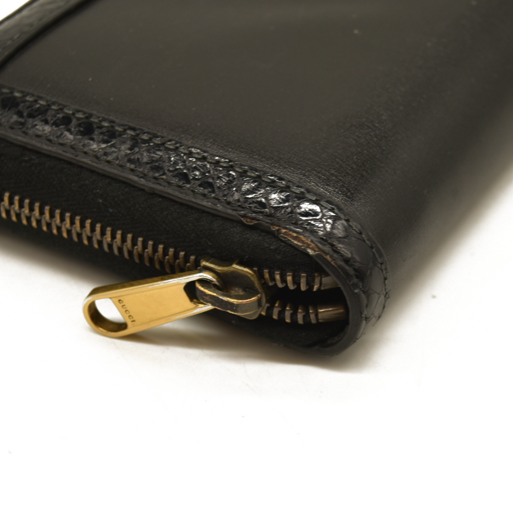 $550 Gucci Dollar Calfskin GG Marmont Zip Around Wallet Black