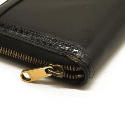 $550 Gucci Dollar Calfskin GG Marmont Zip Around Wallet Black