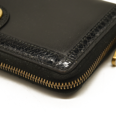 $550 Gucci Dollar Calfskin GG Marmont Zip Around Wallet Black