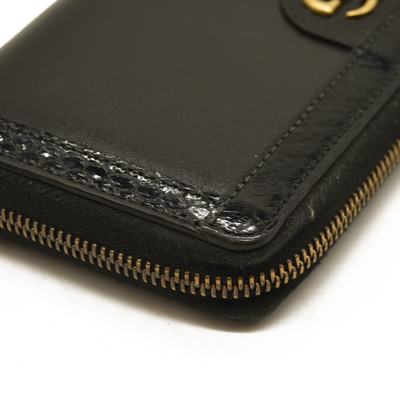 $550 Gucci Dollar Calfskin GG Marmont Zip Around Wallet Black