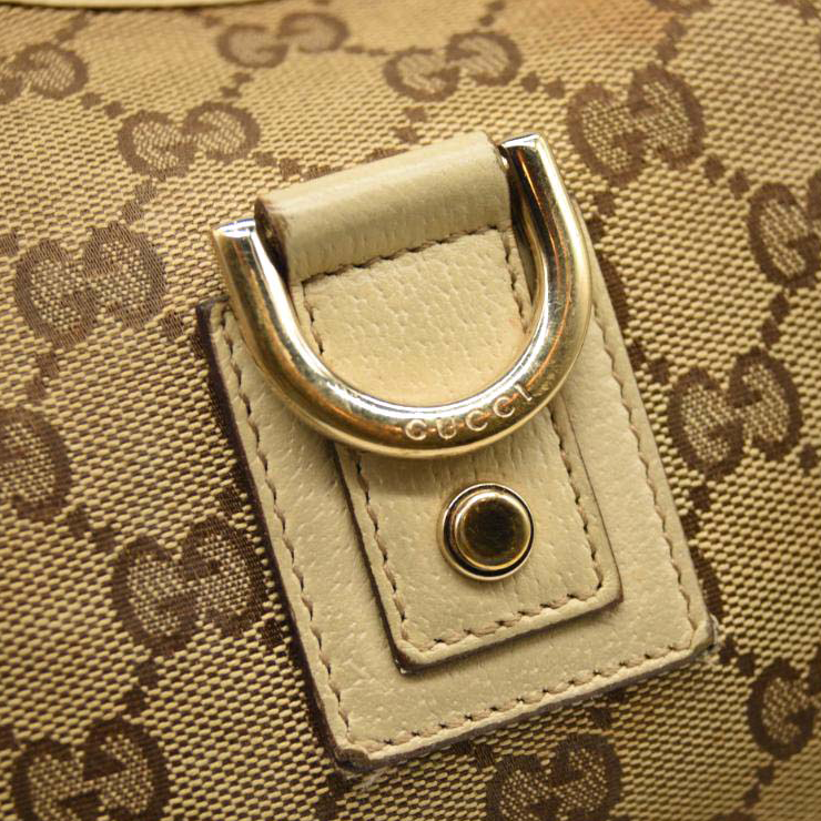 USED GUCCI Monogram Medium Abbey D Ring Hobo Off White