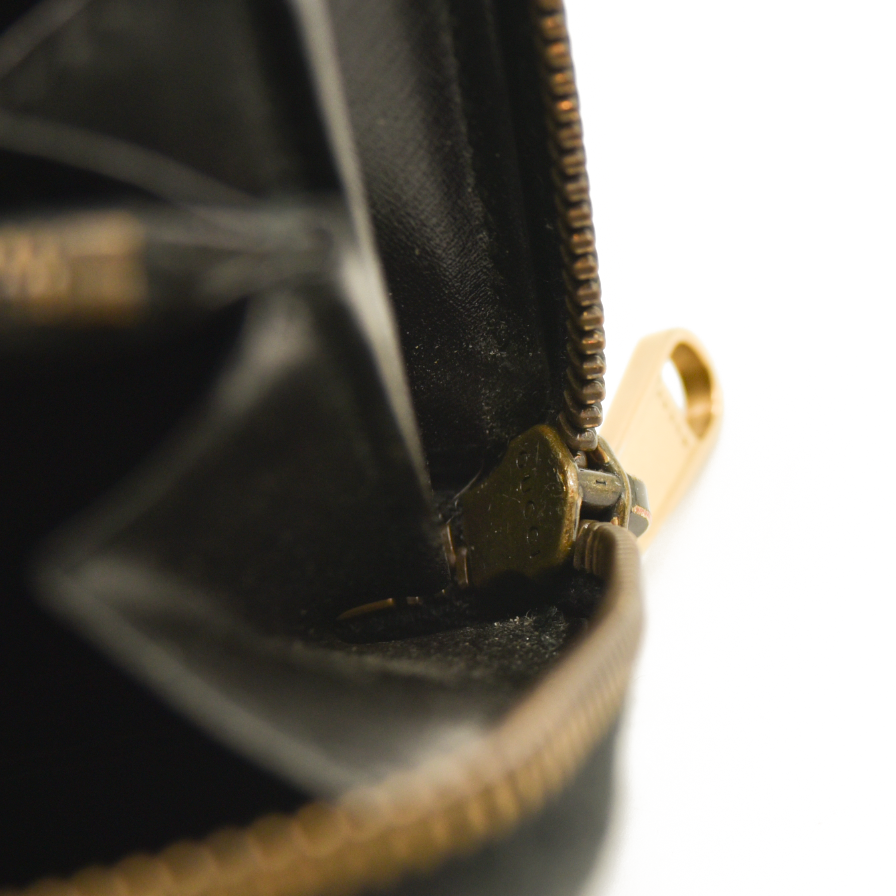 $550 Gucci Dollar Calfskin GG Marmont Zip Around Wallet Black