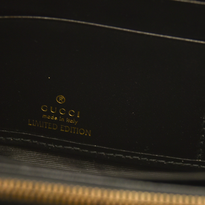 $550 Gucci Dollar Calfskin GG Marmont Zip Around Wallet Black