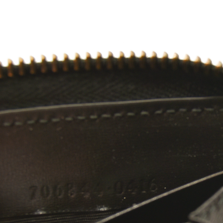 $550 Gucci Dollar Calfskin GG Marmont Zip Around Wallet Black