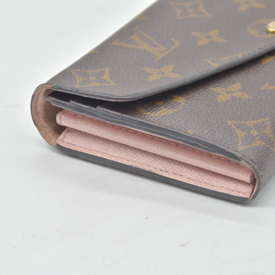 $725 Louis Vuitton Monogram Portefeiulle Sarah Long Bifold Wallet Brown CA4108