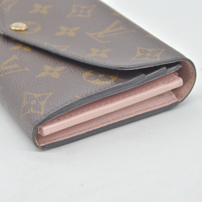 $725 Louis Vuitton Monogram Portefeiulle Sarah Long Bifold Wallet Brown CA4108