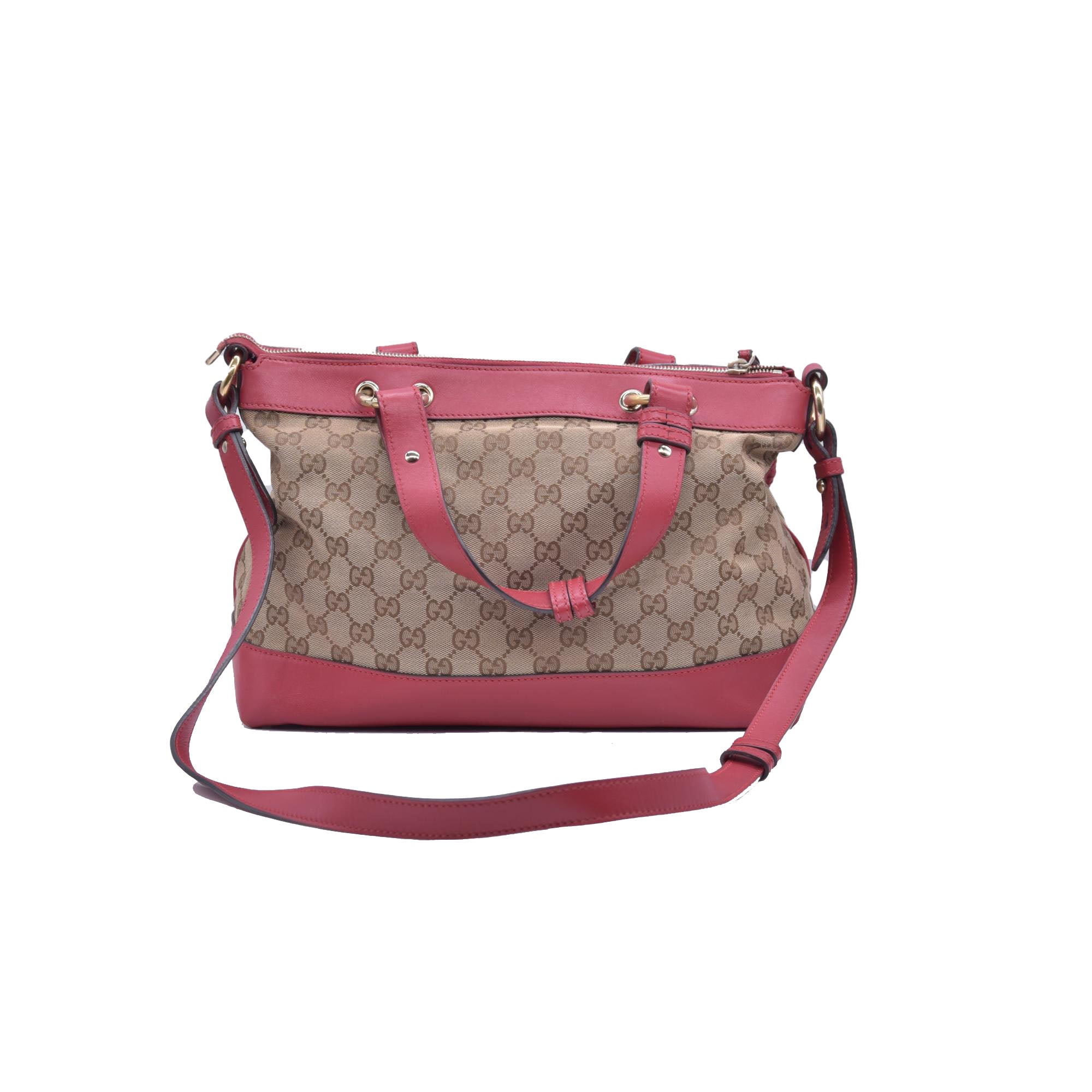 $1250 Gucci Monogram Valentine Tote Red