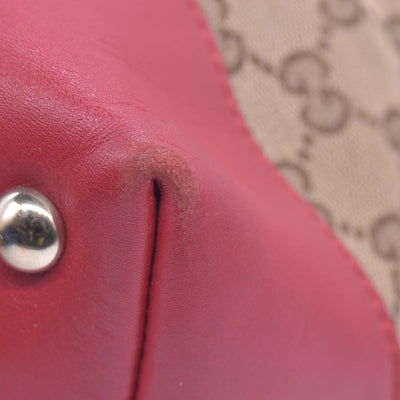 $1250 Gucci Monogram Valentine Tote Red