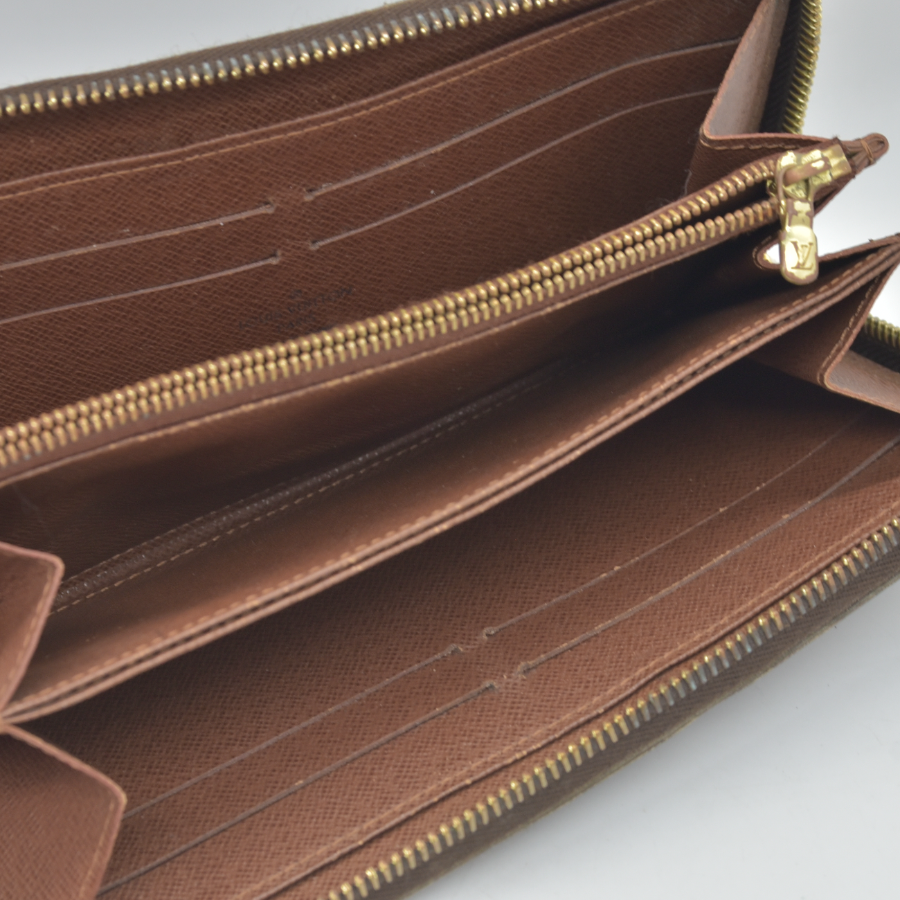 Louis Vuitton Monogram Zippy Zip Around Long Wallet Purse Brown CA2170