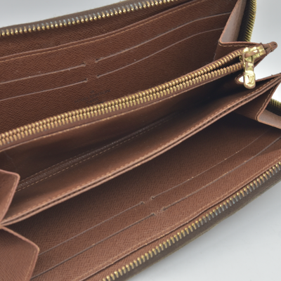 Louis Vuitton Monogram Zippy Zip Around Long Wallet Purse Brown CA2170