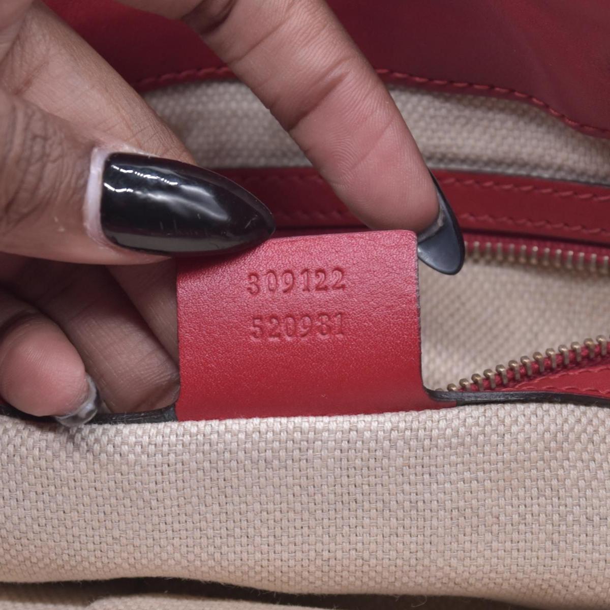 $1250 Gucci Monogram Valentine Tote Red