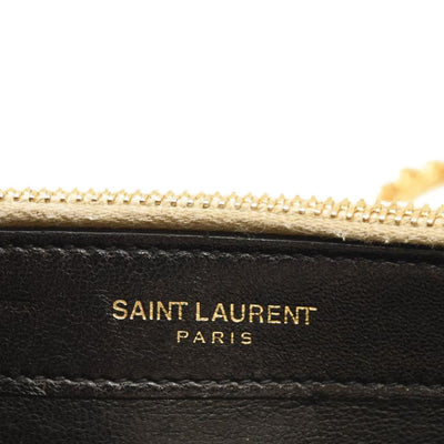 Saint Laurent Metallic Calfskin Kate Monogram Tassel Chain Wallet Gold
