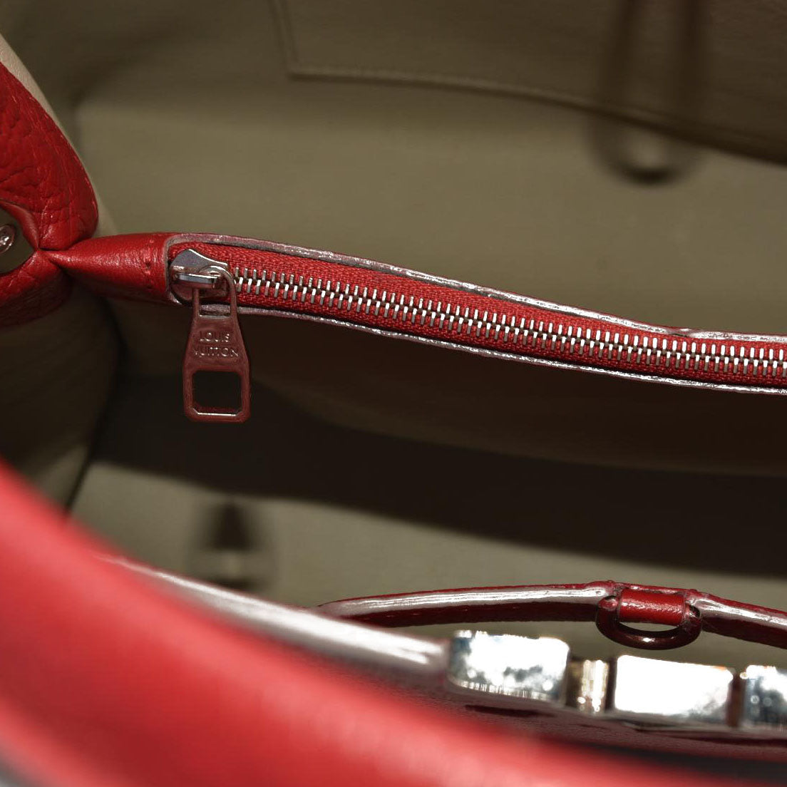 Louis Vuitton  Taurillon Capucines MM Rubis Tote