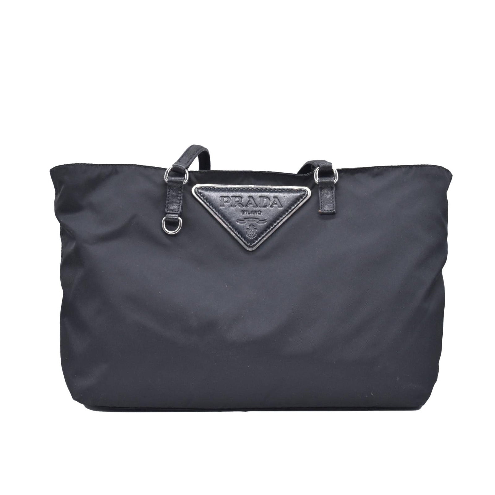 $500 Prada  Enameled Metal Triangle Bauletto
