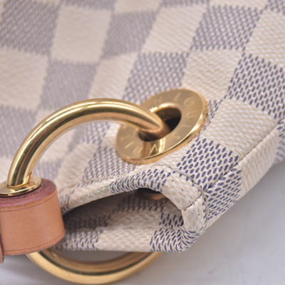 $2500 2018 USA Louis Vuitton Damier Azur Artsy MM Hobo Shoulder Bag with Charm 10021293 SD2128