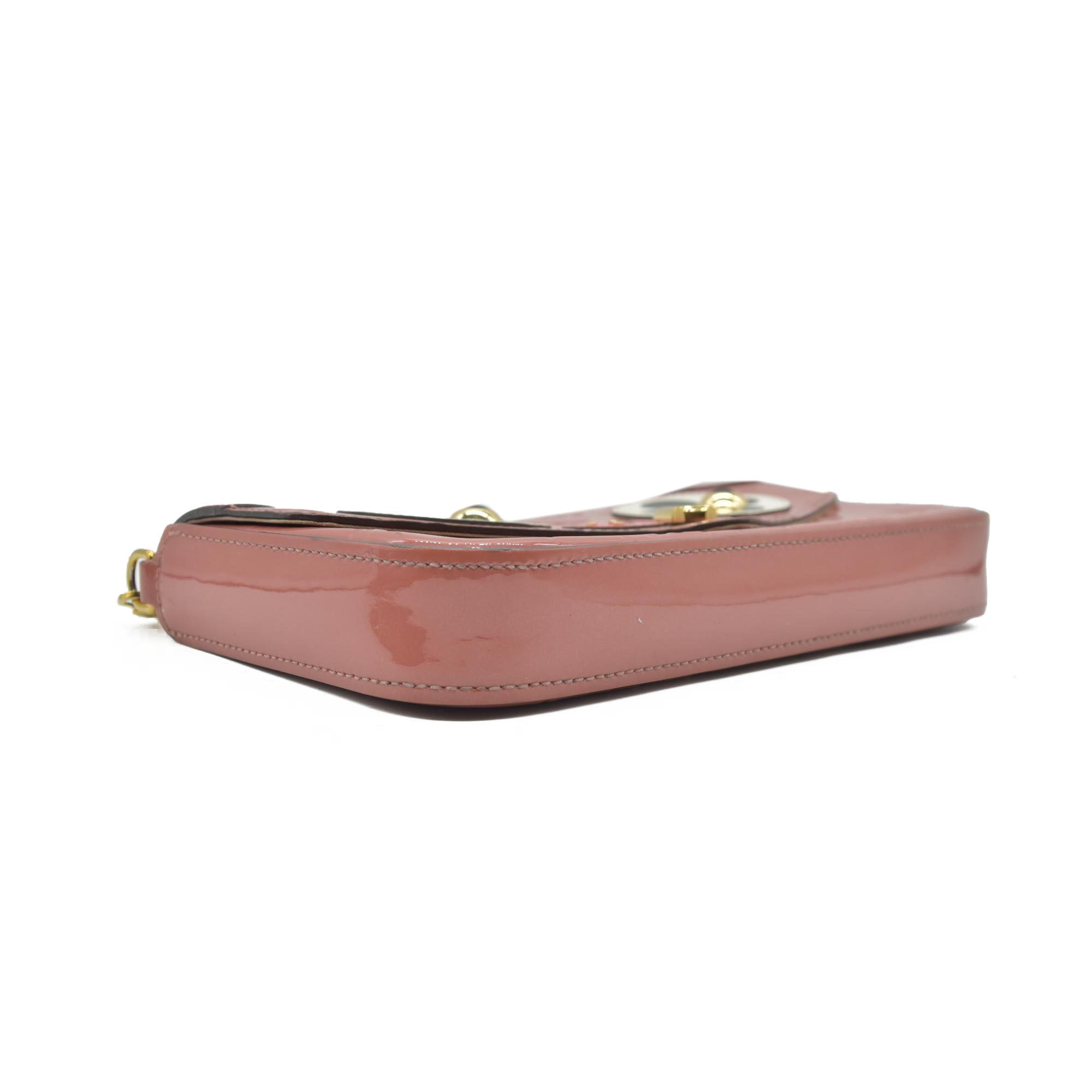 $1460 2018 Louis Vuitton Vernis Valentine Dog Pochette Felicie Chain Wallet Pink TJ0148