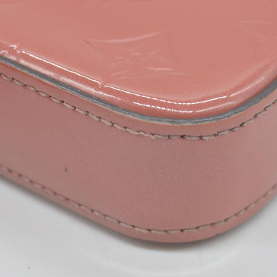 $1460 2018 Louis Vuitton Vernis Valentine Dog Pochette Felicie Chain Wallet Pink TJ0148