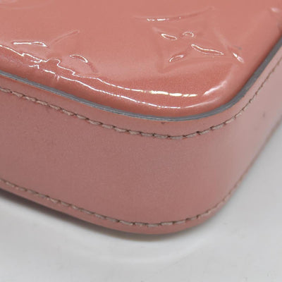 $1460 2018 Louis Vuitton Vernis Valentine Dog Pochette Felicie Chain Wallet Pink TJ0148