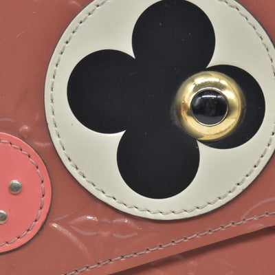 $1460 2018 Louis Vuitton Vernis Valentine Dog Pochette Felicie Chain Wallet Pink TJ0148