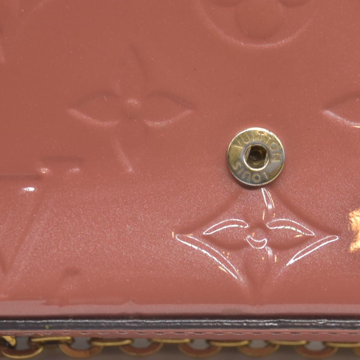 $1460 2018 Louis Vuitton Vernis Valentine Dog Pochette Felicie Chain Wallet Pink TJ0148