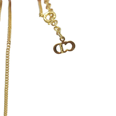 Christian Dior CD Round Pendant Necklace Metal Golden CONSIGNMENT
