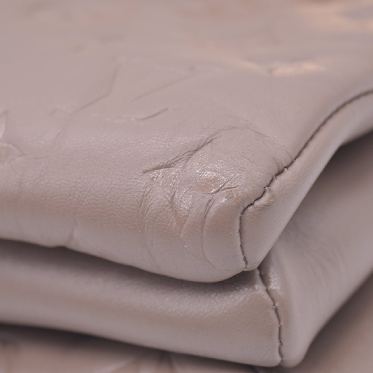 $5500 Louis Vuitton Lambskin Embossed Monogram Coussin MM Taupe RFID 10021358