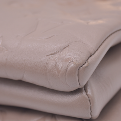 $5500 Louis Vuitton Lambskin Embossed Monogram Coussin MM Taupe RFID 10021358