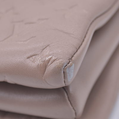 $5500 Louis Vuitton Lambskin Embossed Monogram Coussin MM Taupe RFID 10021358