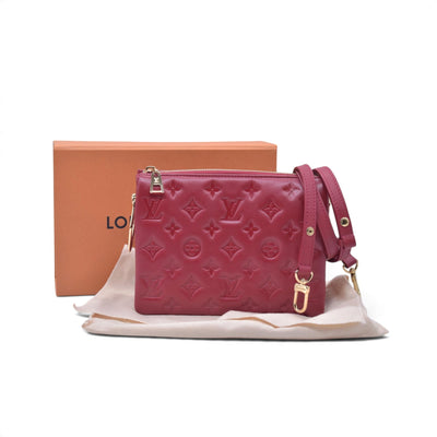 $3900 LOUIS VUITTON Monogram Empreinte Coussin PM Rubis Red RFID 10021360
