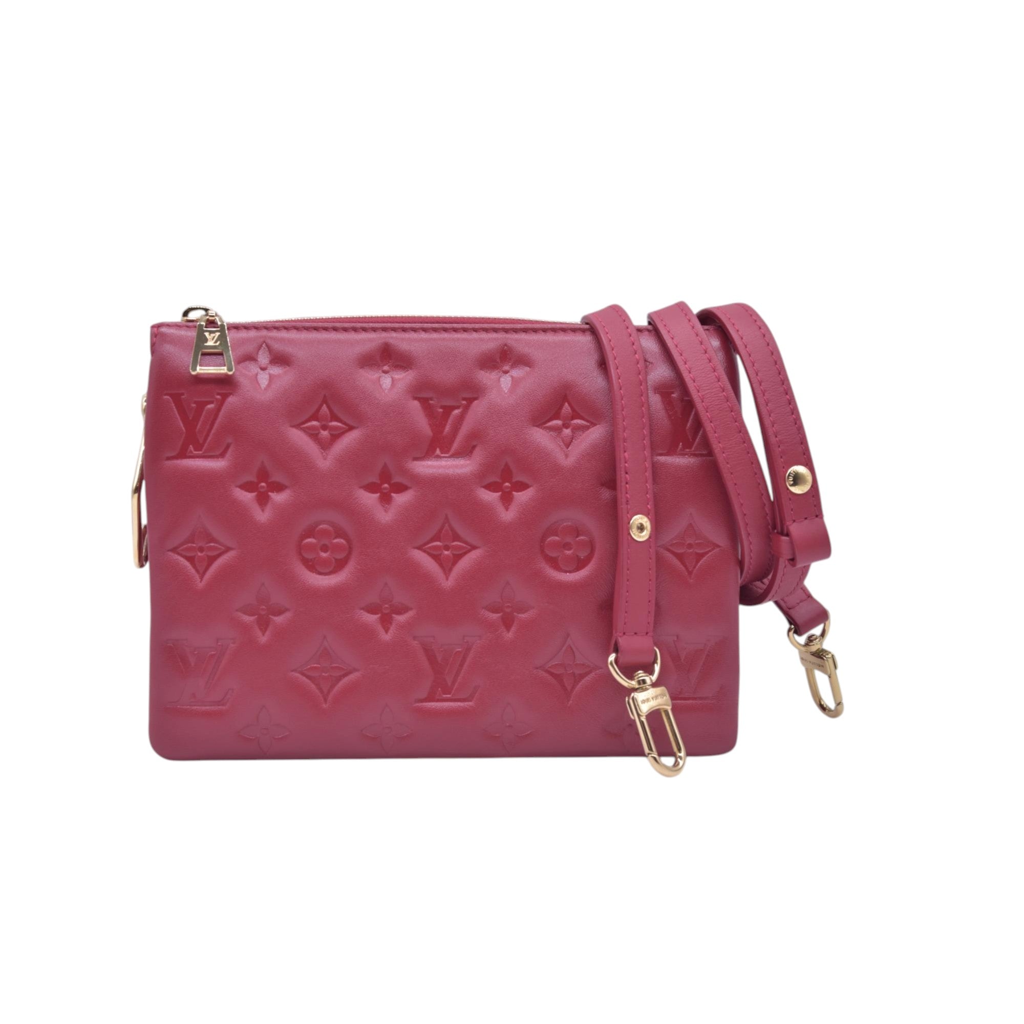 $3900 LOUIS VUITTON Monogram Empreinte Coussin PM Rubis Red RFID 10021360