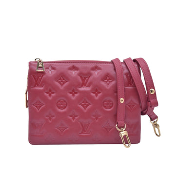 $3900 LOUIS VUITTON Monogram Empreinte Coussin PM Rubis Red RFID 10021360