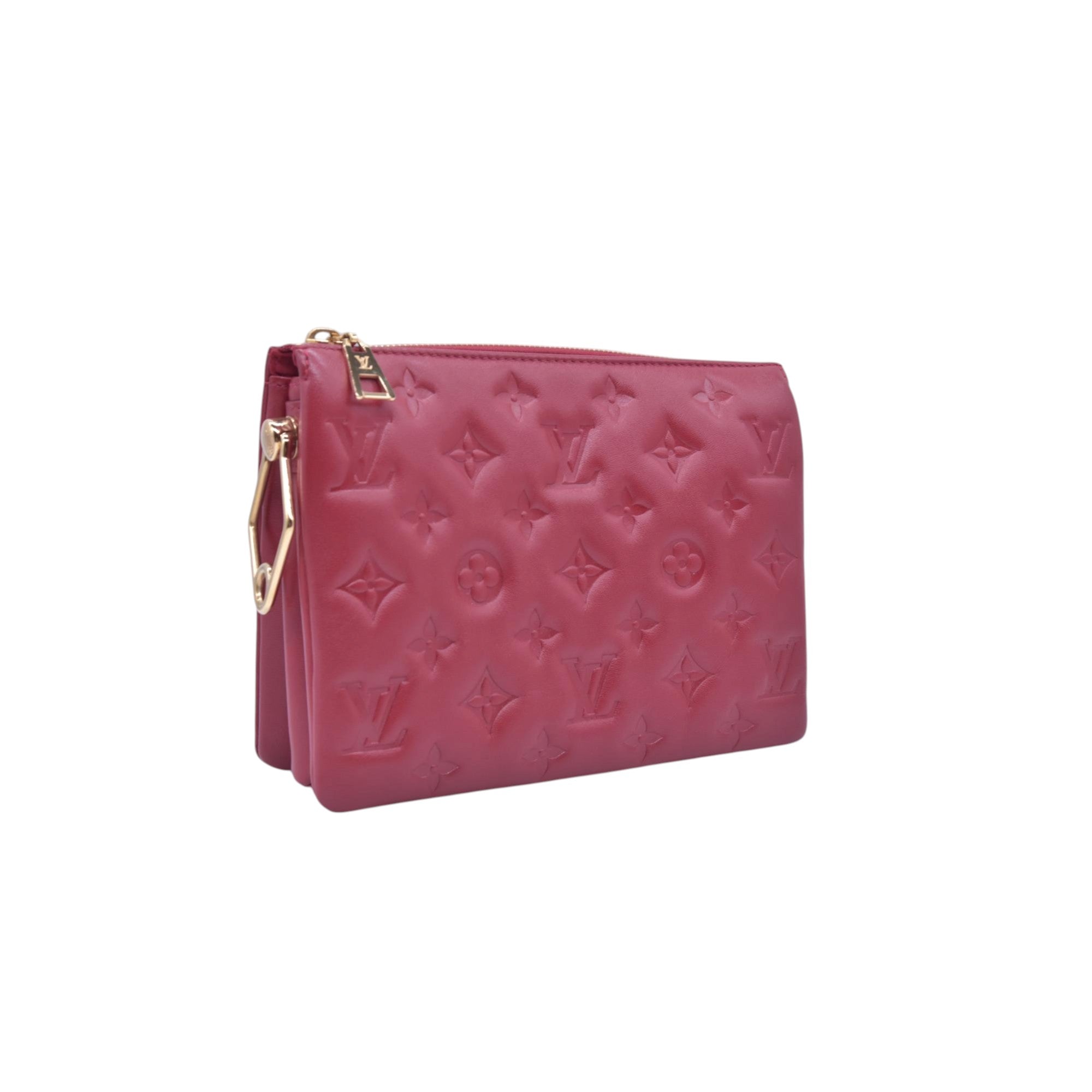 $3900 LOUIS VUITTON Monogram Empreinte Coussin PM Rubis Red RFID 10021360