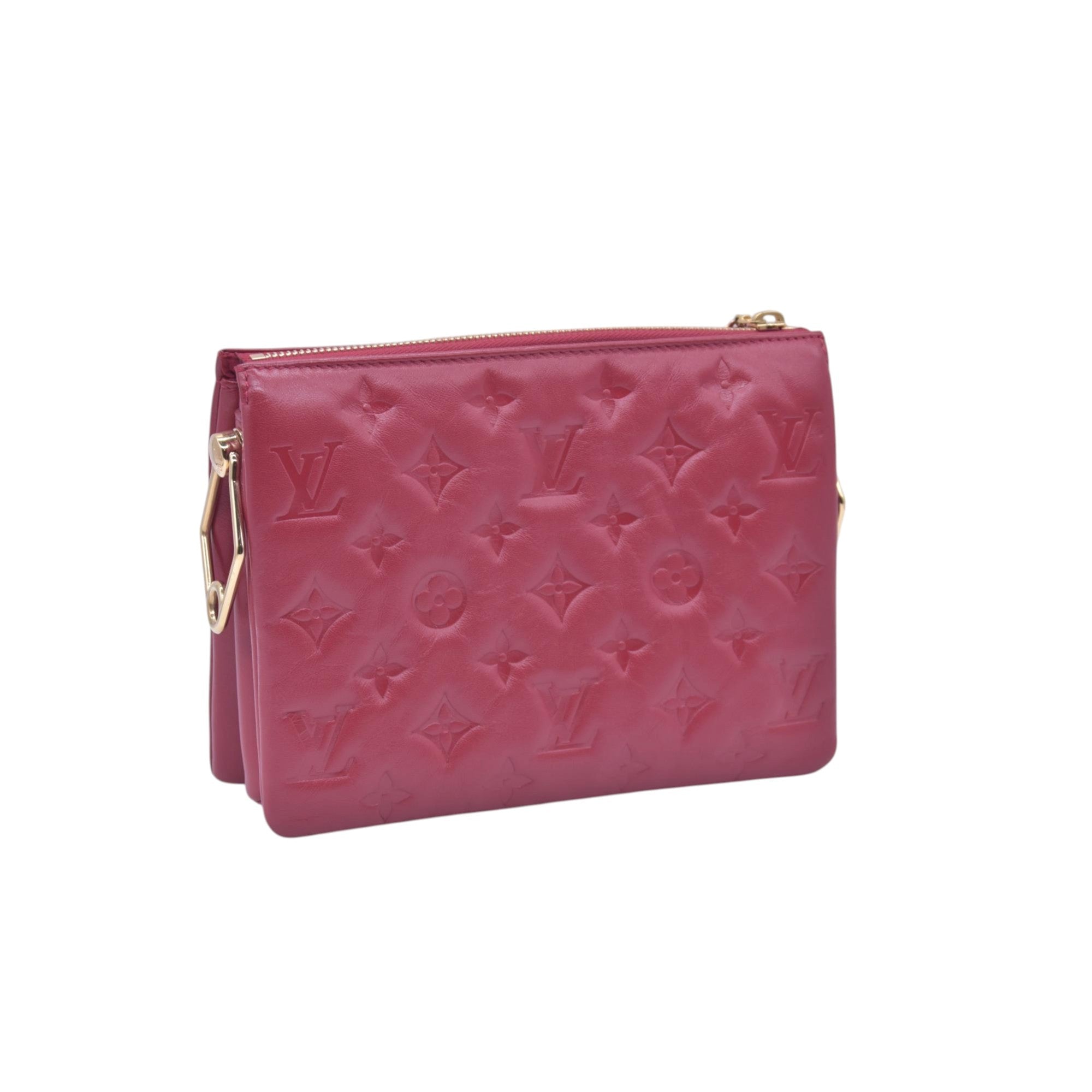 $3900 LOUIS VUITTON Monogram Empreinte Coussin PM Rubis Red RFID 10021360