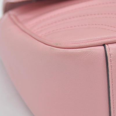 $2600 Gucci Calfskin Matelasse Small GG Marmont Shoulder Bag Wild Rose