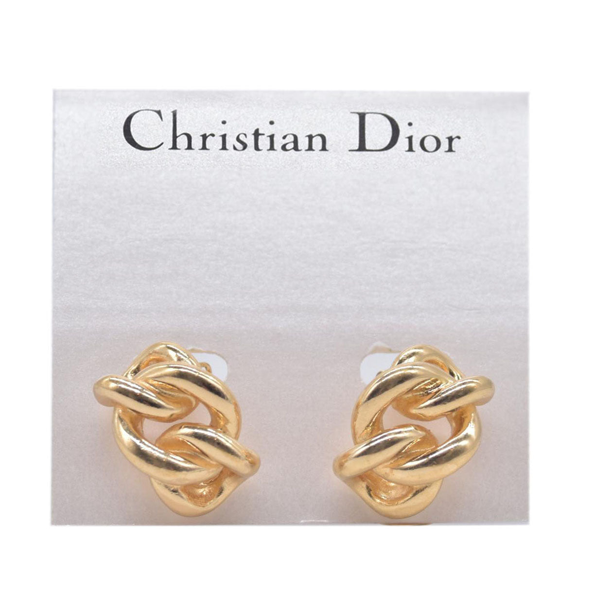 $300 Christian Dior Chain Motif Earrings Gold