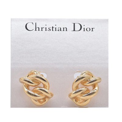 $300 Christian Dior Chain Motif Earrings Gold