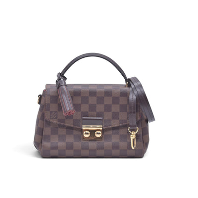 $1960 2018 LOUIS VUITTON Damier Ebene Croisette Top Handle Crossbody Bag Brown FL0138 10021361