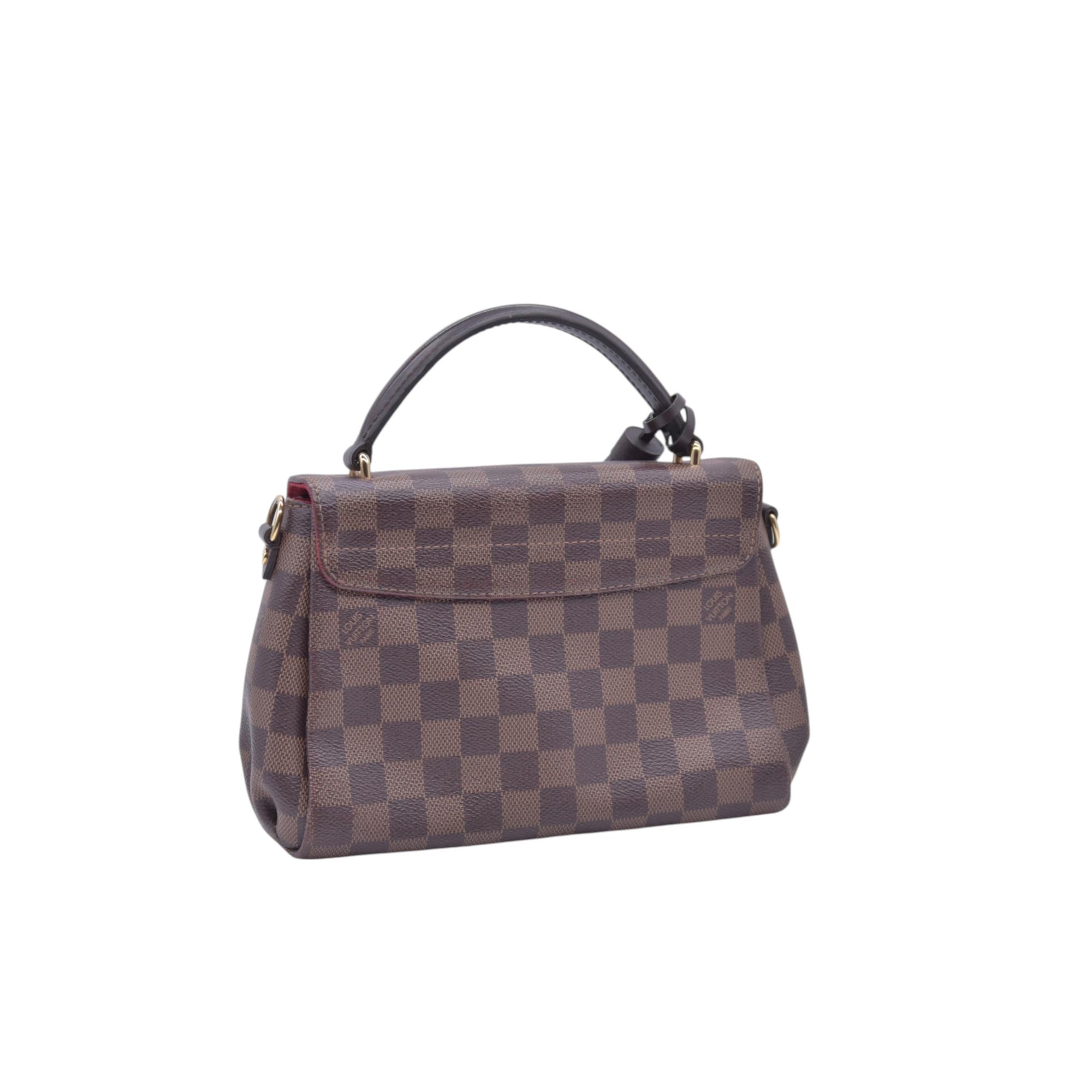 $1960 2018 LOUIS VUITTON Damier Ebene Croisette Top Handle Crossbody Bag Brown FL0138 10021361