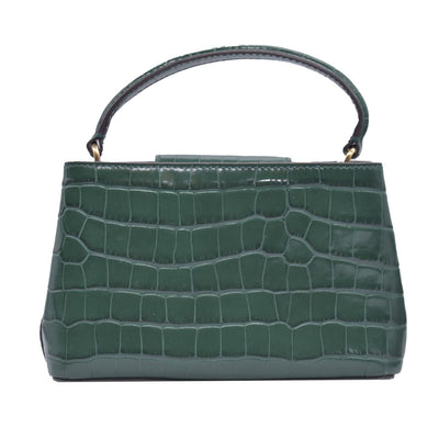 $720 TORY BURCH Britten Handbag Green Croc Embossed CONSIGNMENT