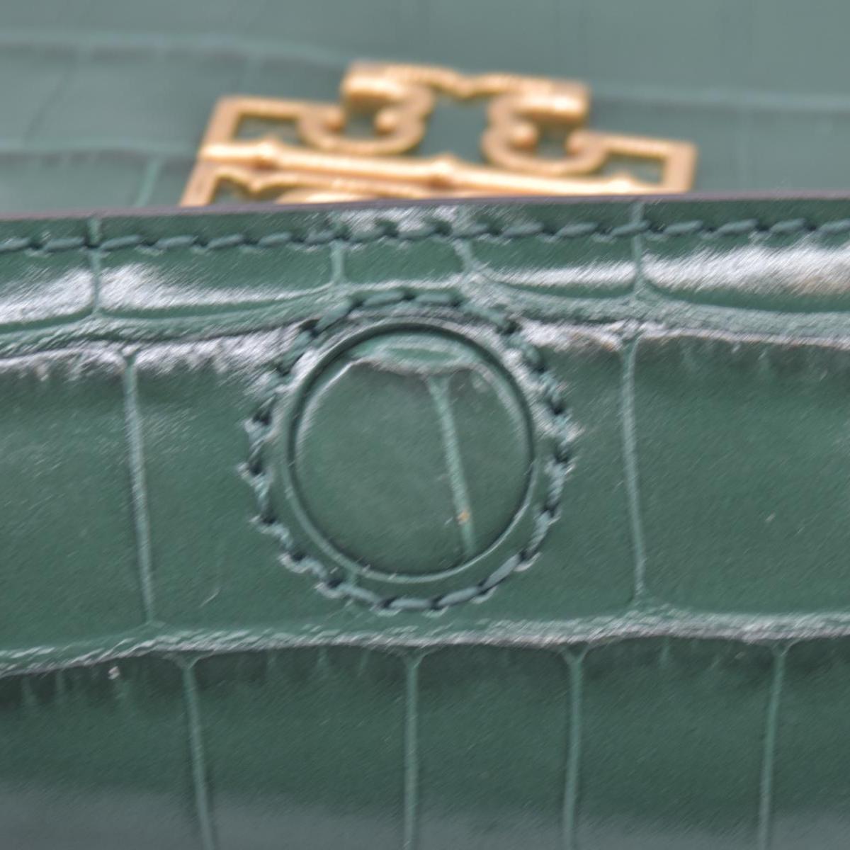 $720 TORY BURCH Britten Handbag Green Croc Embossed CONSIGNMENT