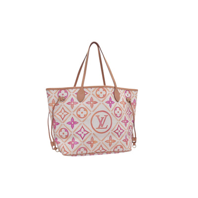 $3100 LOUIS VUITTON Monogram Resort Tile Neverfull MM Rose Clair Pink RFID 10021362