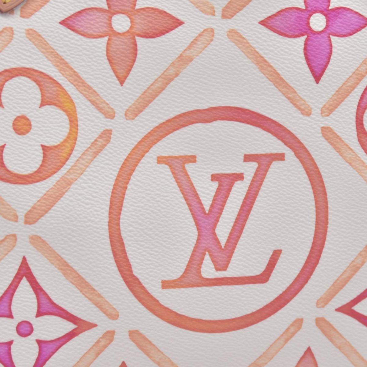 $3100 LOUIS VUITTON Monogram Resort Tile Neverfull MM Rose Clair Pink RFID 10021362