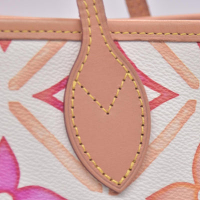 $3100 LOUIS VUITTON Monogram Resort Tile Neverfull MM Rose Clair Pink RFID 10021362