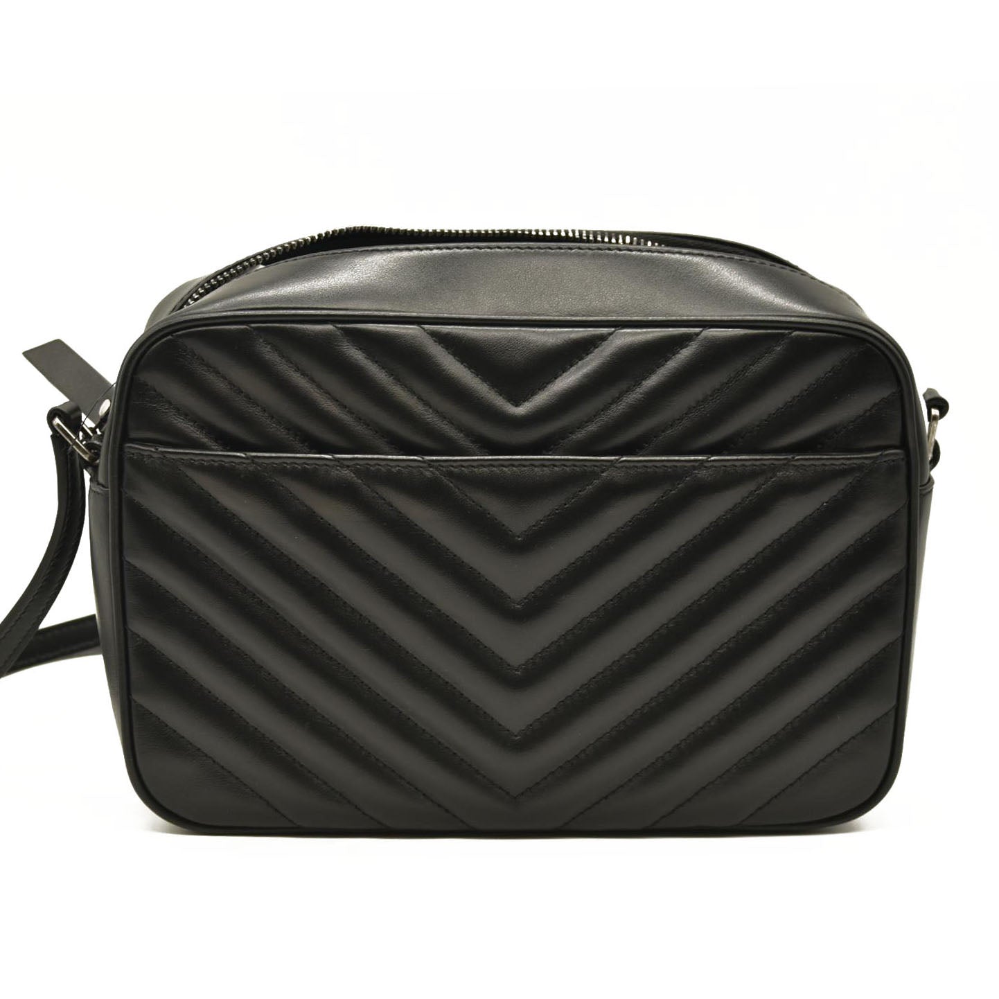 SAINT LAURENT Calfskin Matelasse Monogram Lou Camera Bag Black