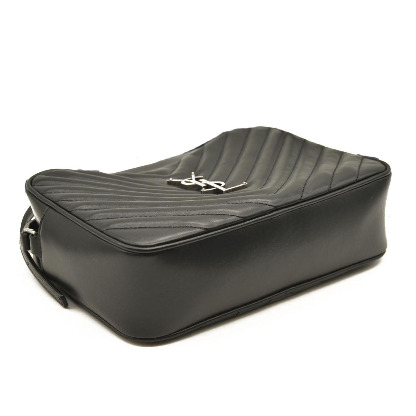 SAINT LAURENT Calfskin Matelasse Monogram Lou Camera Bag Black