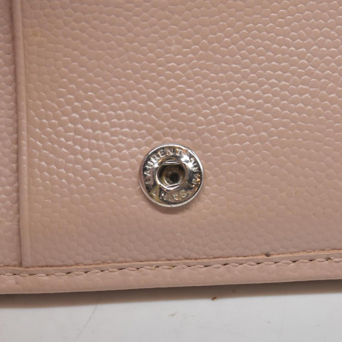 $625 Saint Laurent Grain De Poudre Matelasse Chevron Monogram Compact Zip Around Wallet Pink