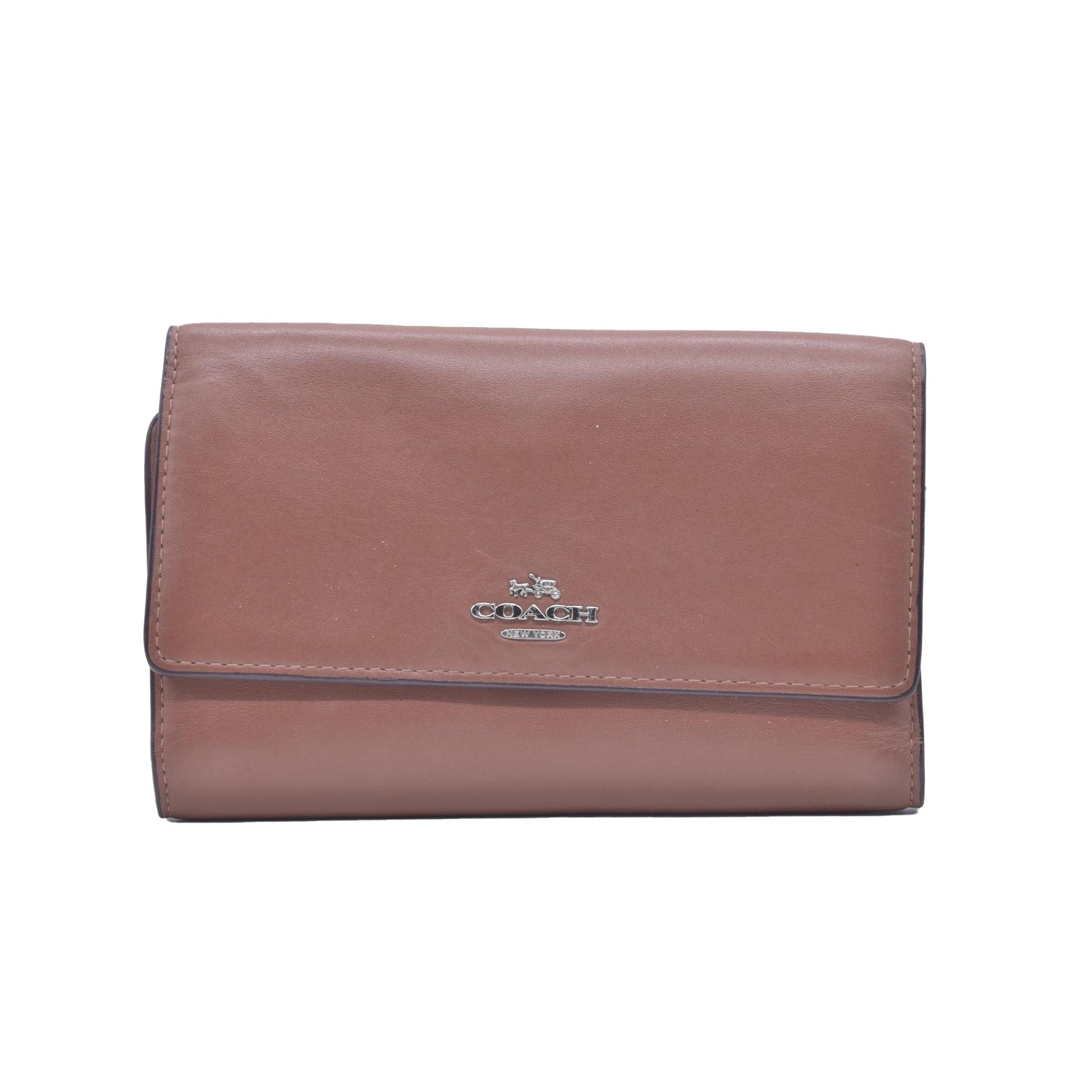 Coach Saffiano Tan Trifold Cross-grain Leather Wallet